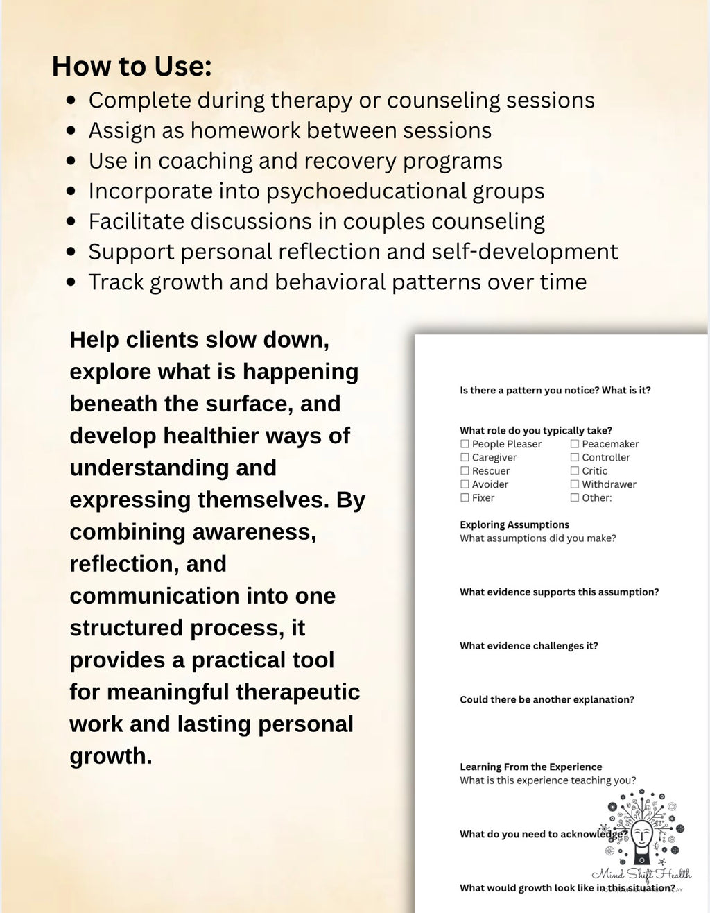 ARC Method Therapy Workbook Awareness, Reflection & Communication Framework