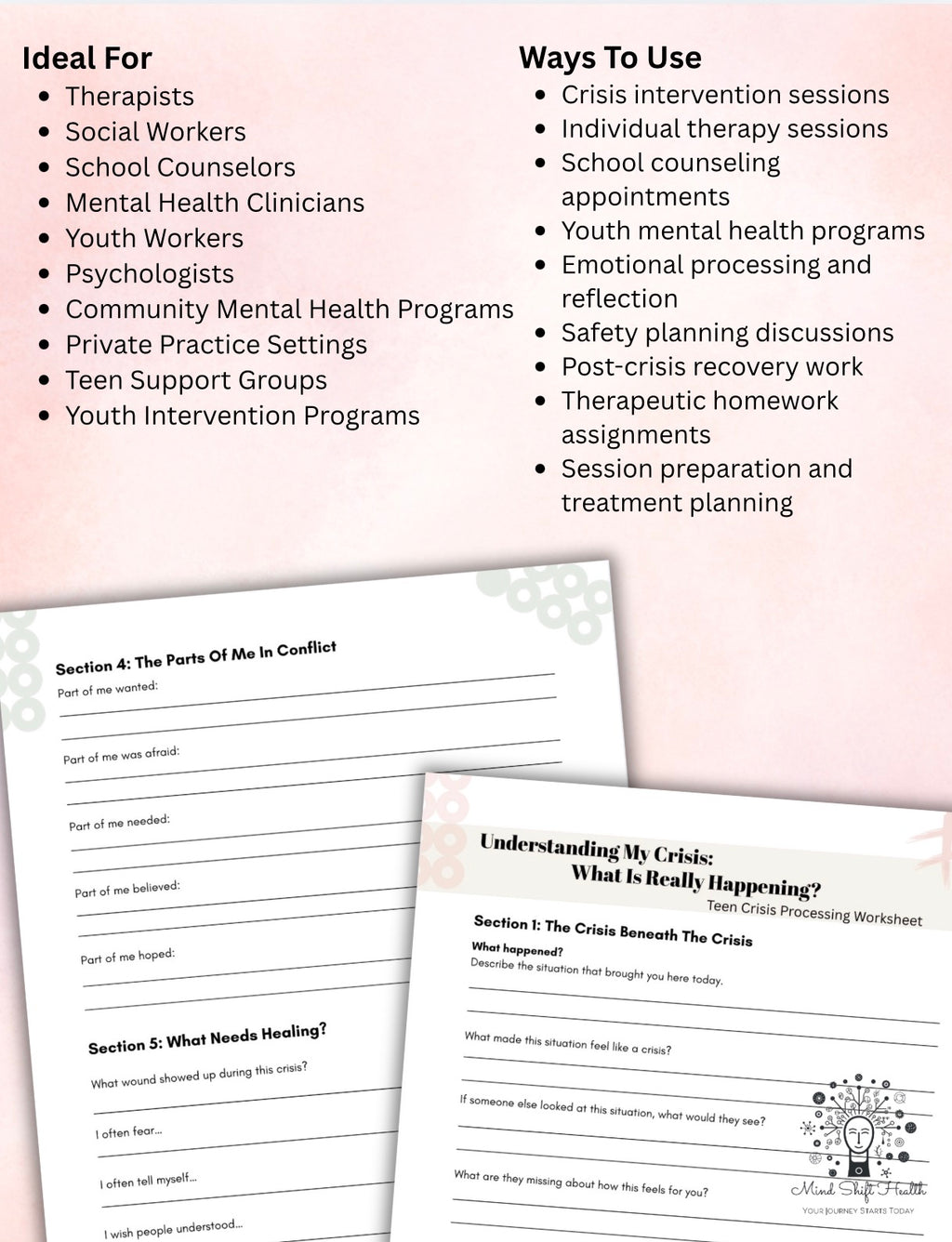 Teen Crisis Support Workbook: Safety Planning & Emotional Recovery Worksheets