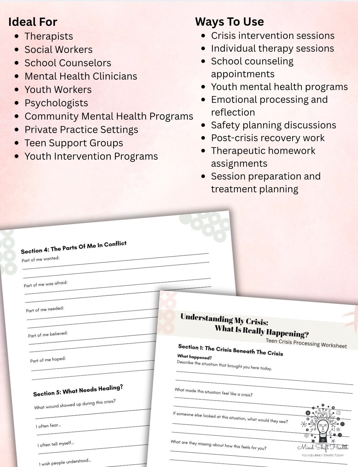 Teen Crisis Support Workbook: Safety Planning & Emotional Recovery Worksheets