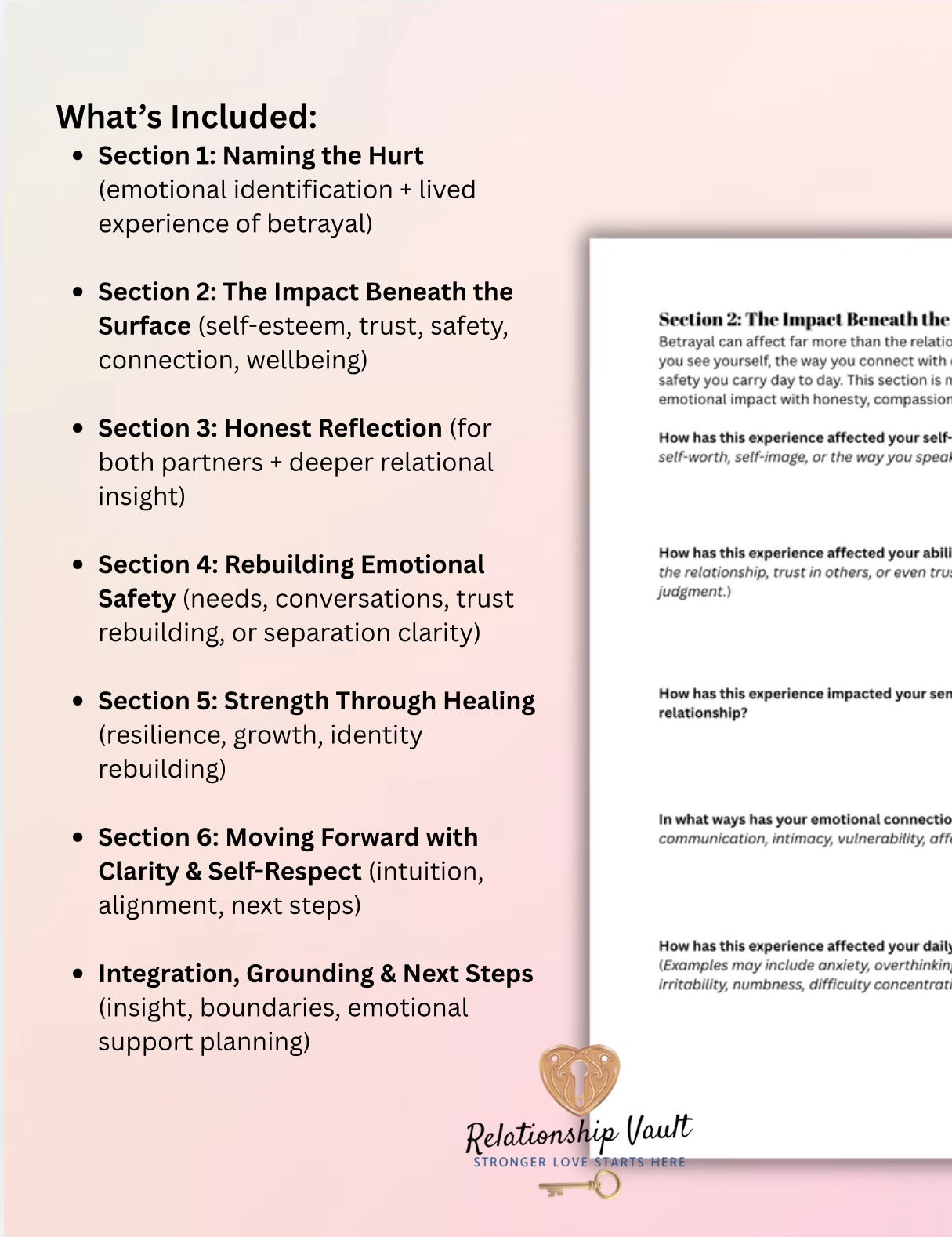 Affair Recovery Worksheet PDF Infidelity Healing & Betrayal Trauma Therapy Workbook for Individuals & Couples