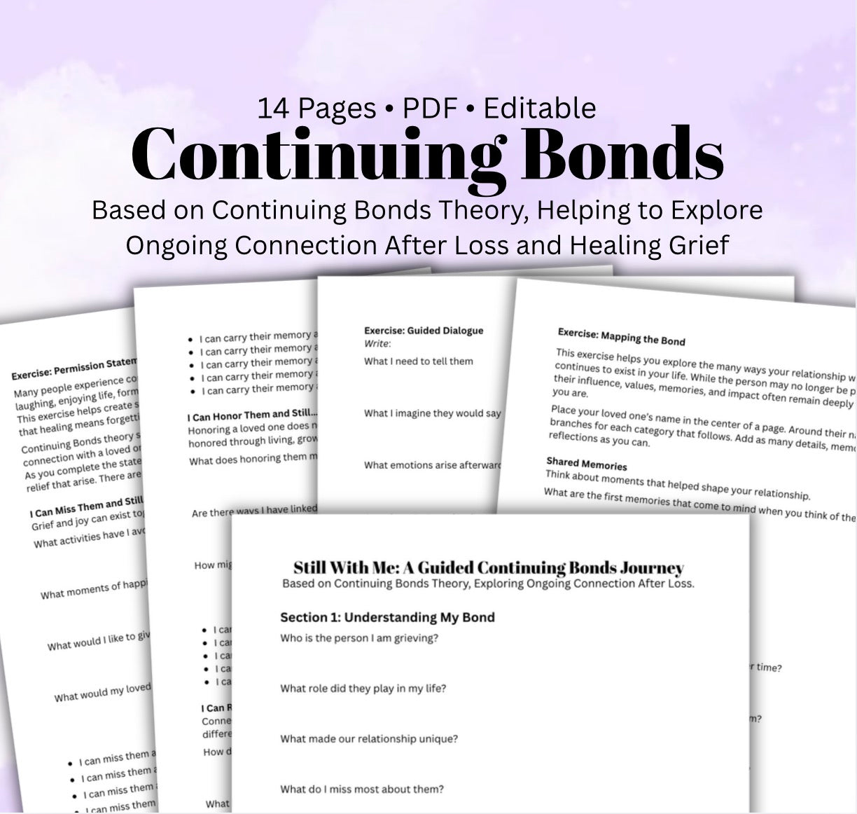 Continuing Bonds Grief Workbook Therapeutic Grief & Bereavement Resource
