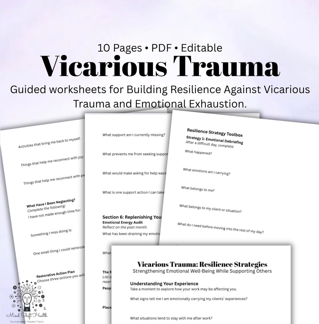 Vicarious Trauma Resilience Workbook for Therapists Counselors & Helping Professionals