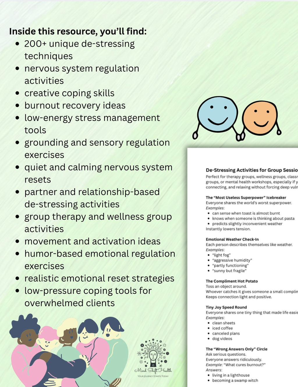 200+ Creative De-Stressing Techniques Workbook for Emotional Regulation, Anxiety & Burnout Support