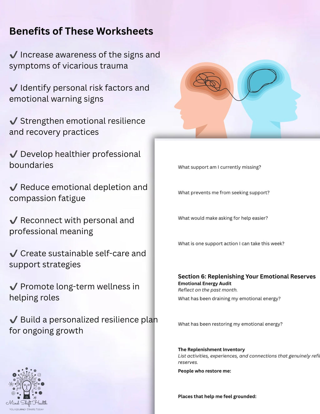 Vicarious Trauma Resilience Workbook for Therapists Counselors & Helping Professionals