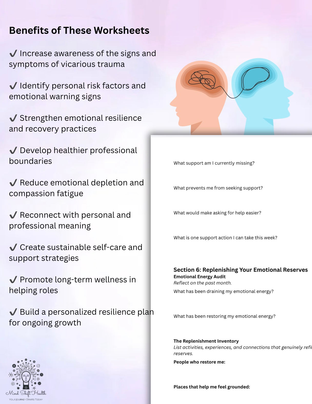 Vicarious Trauma Resilience Workbook for Therapists Counselors & Helping Professionals