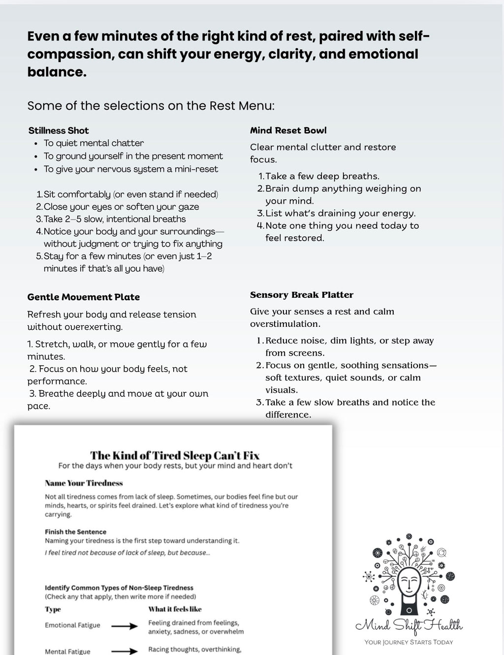 Burnout Rest & Nervous System Regulation Toolkit Permission to Rest Worksheets for Deep Fatigue & Emotional Exhaustion (Printable PDF)