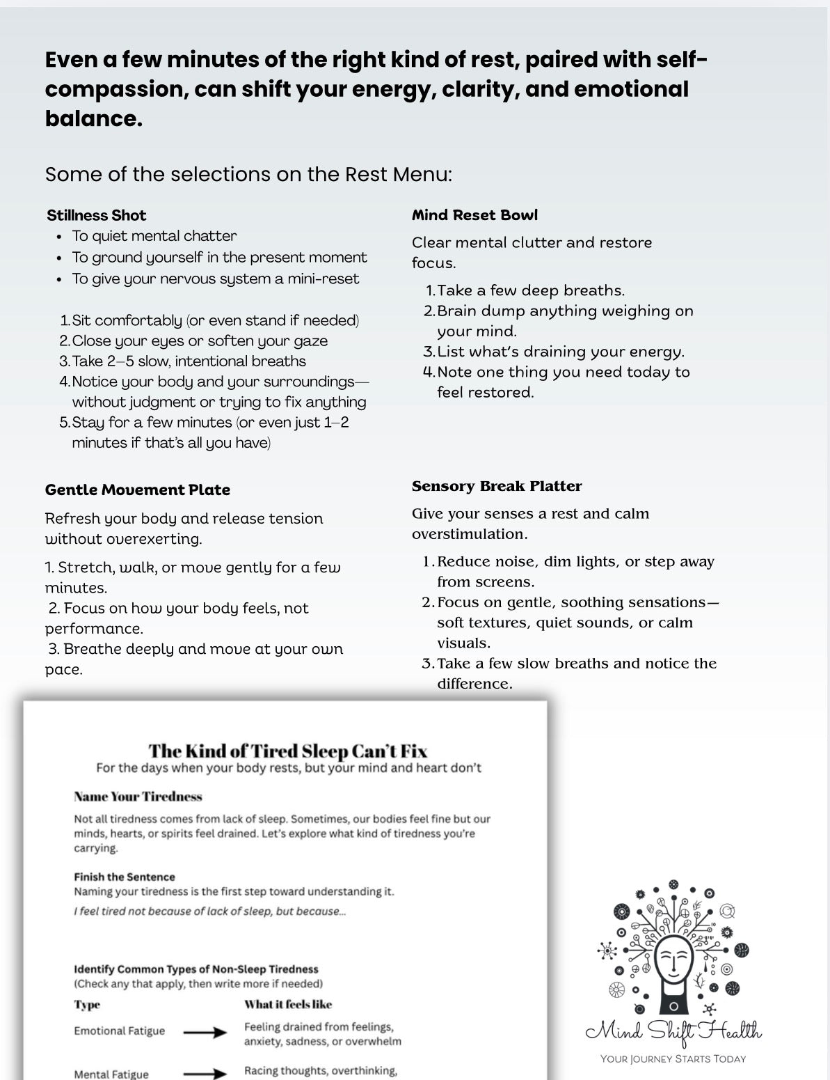 Burnout Rest & Nervous System Regulation Toolkit Permission to Rest Worksheets for Deep Fatigue & Emotional Exhaustion (Printable PDF)