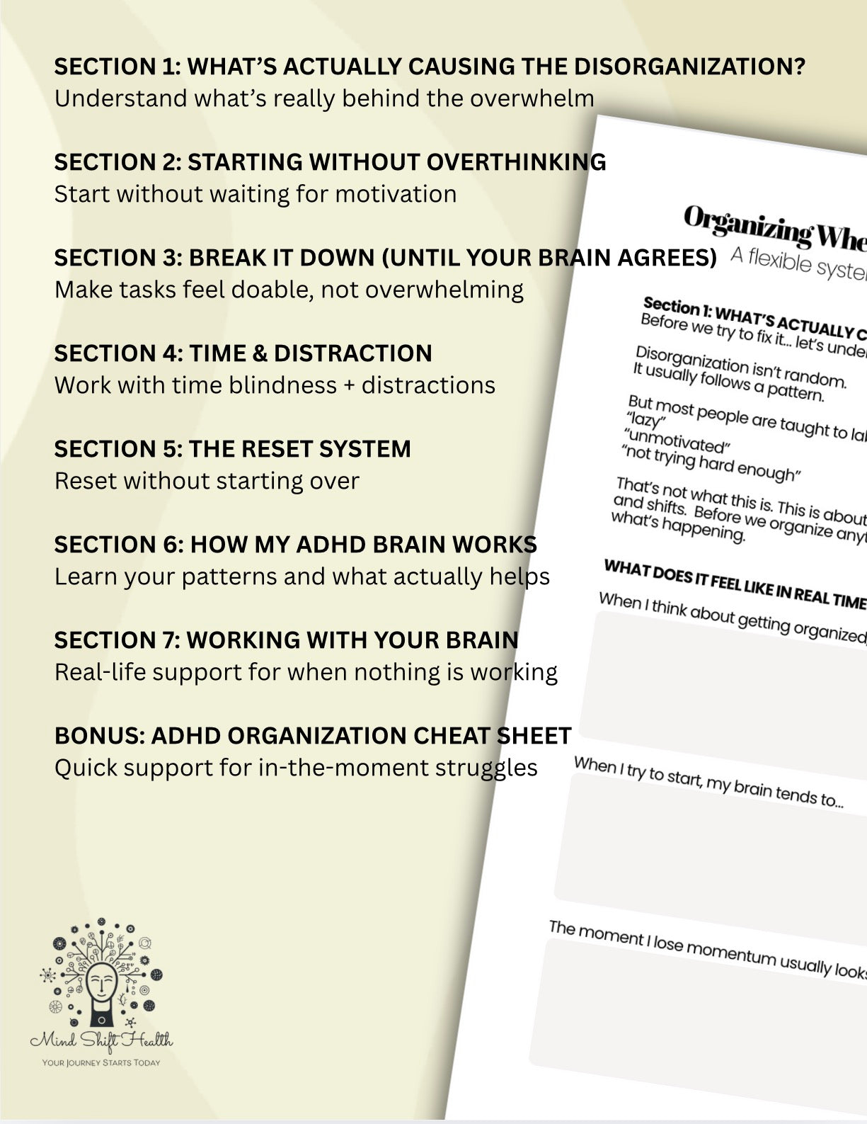 ADHD Organization & Executive Functioning Workbook Reset System (When Your Brain Won’t Cooperate)