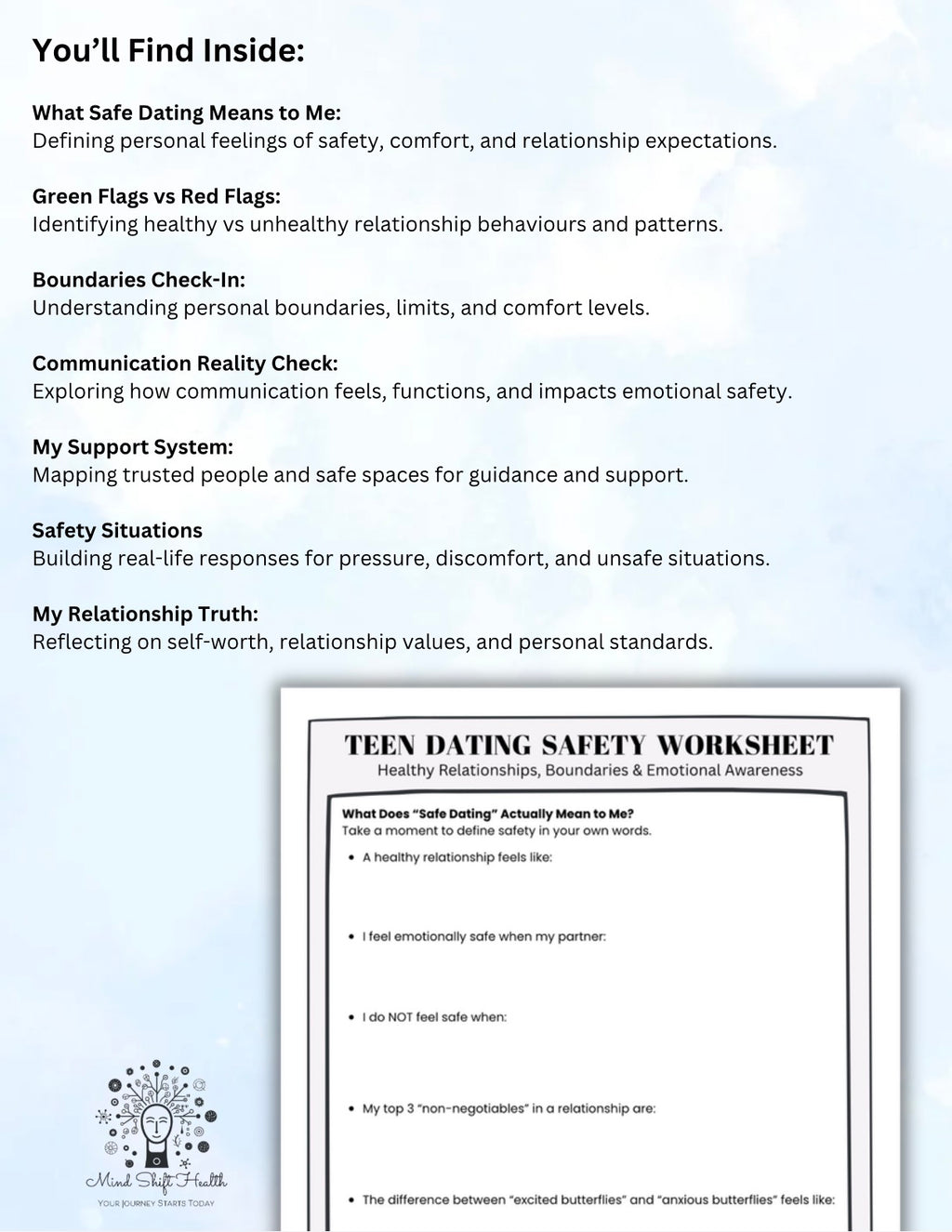 Teen Dating Safety Workbook Healthy vs Unhealthy Relationships, Boundaries & Communication Skills