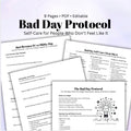 Bad Day Protocol Bundle, Self-Care Worksheets, Low Mood Support (PDF)