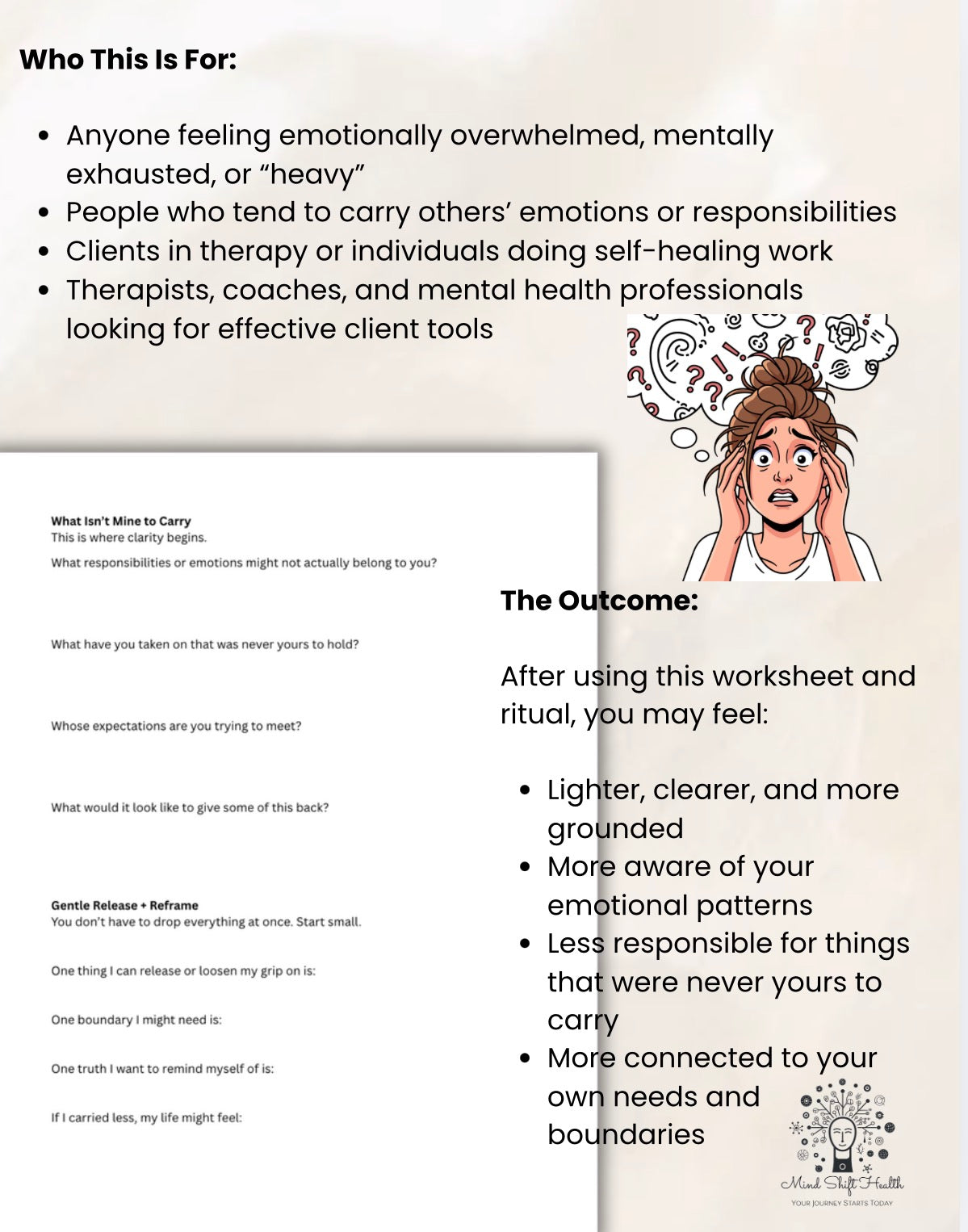 Emotional Load I Carry Worksheet + Release Ritual Printable for Overwhelm, Burnout & Emotional Wellness