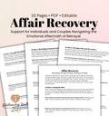 Affair Recovery Worksheet PDF Infidelity Healing & Betrayal Trauma Therapy Workbook for Individuals & Couples