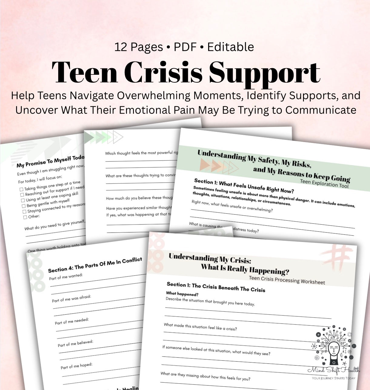 Teen Crisis Support Workbook: Safety Planning & Emotional Recovery Worksheets