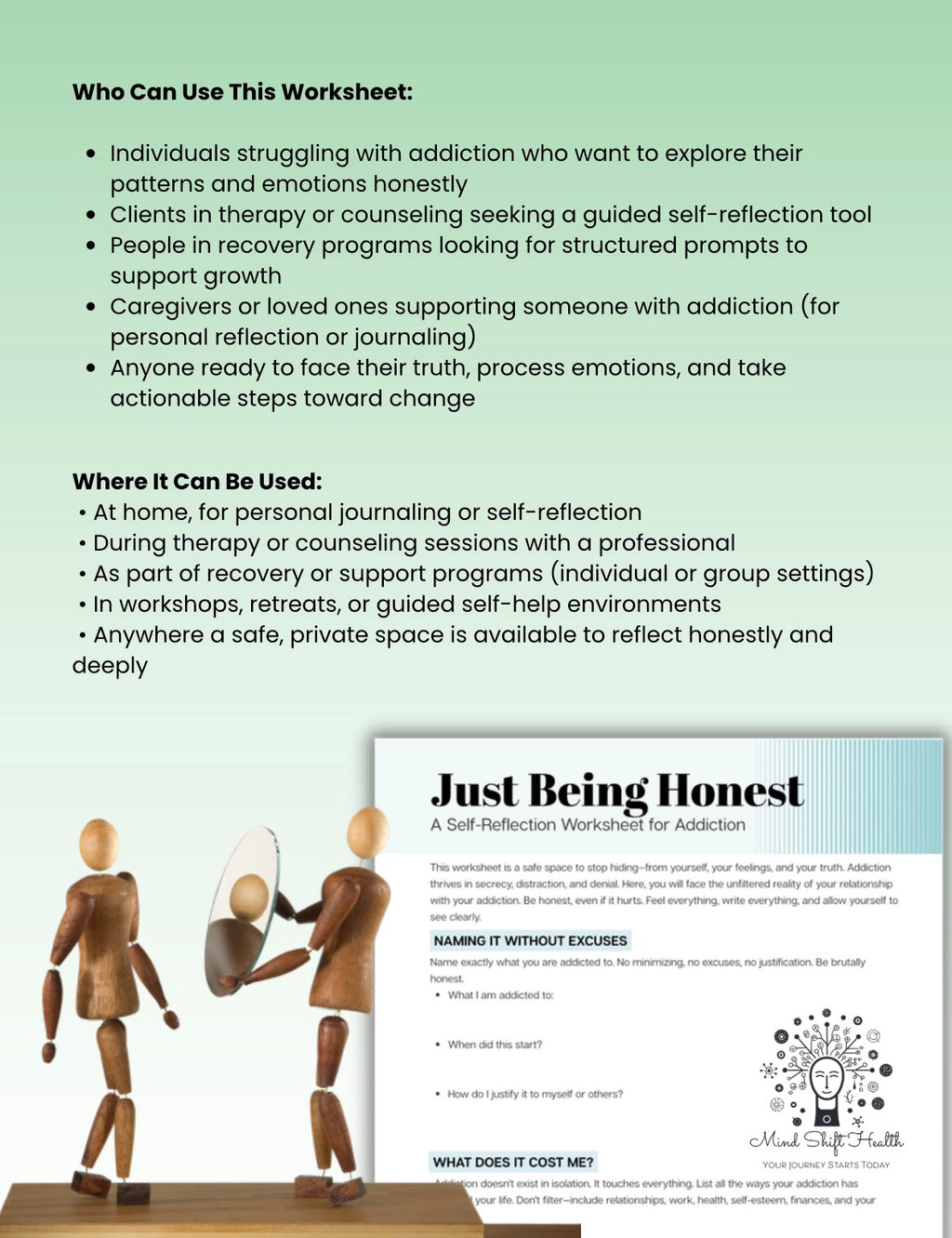 Just Being Honest Worksheet for Addiction Recovery Self-Reflection & Journaling Tool for Healing, Sobriety, and Emotional Awareness