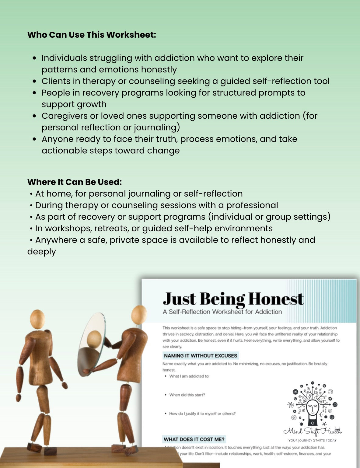 Just Being Honest Worksheet for Addiction Recovery Self-Reflection & Journaling Tool for Healing, Sobriety, and Emotional Awareness