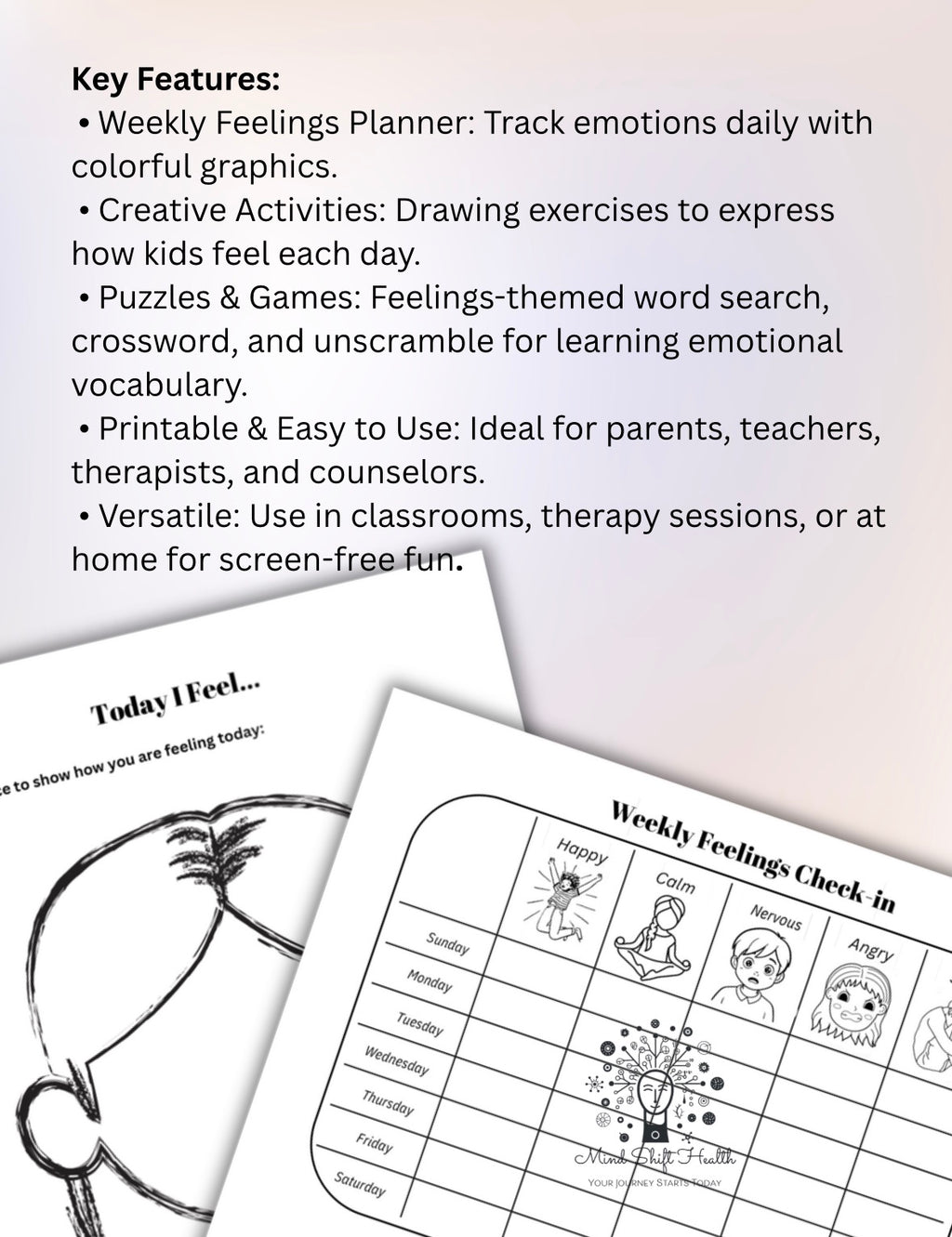 Kids Feelings Activity Sheets PDF Emotional Check-In, Puzzles & Printable Social-Emotional Learning Worksheets