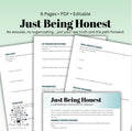 Just Being Honest Worksheet for Addiction Recovery Self-Reflection & Journaling Tool for Healing, Sobriety, and Emotional Awareness