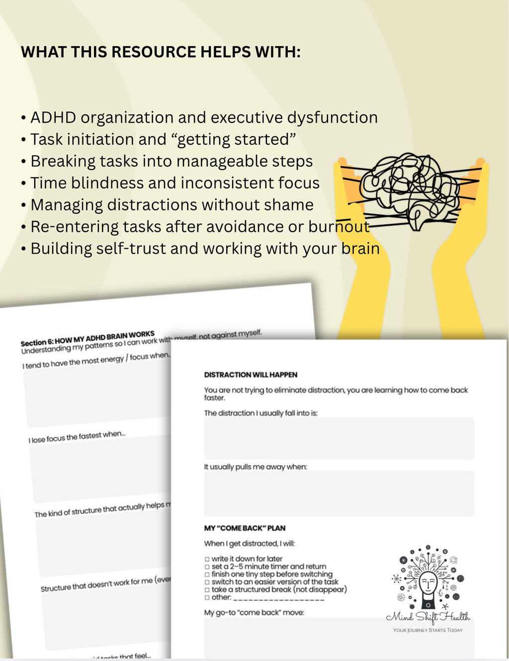 ADHD Organization & Executive Functioning Workbook Reset System (When Your Brain Won’t Cooperate)
