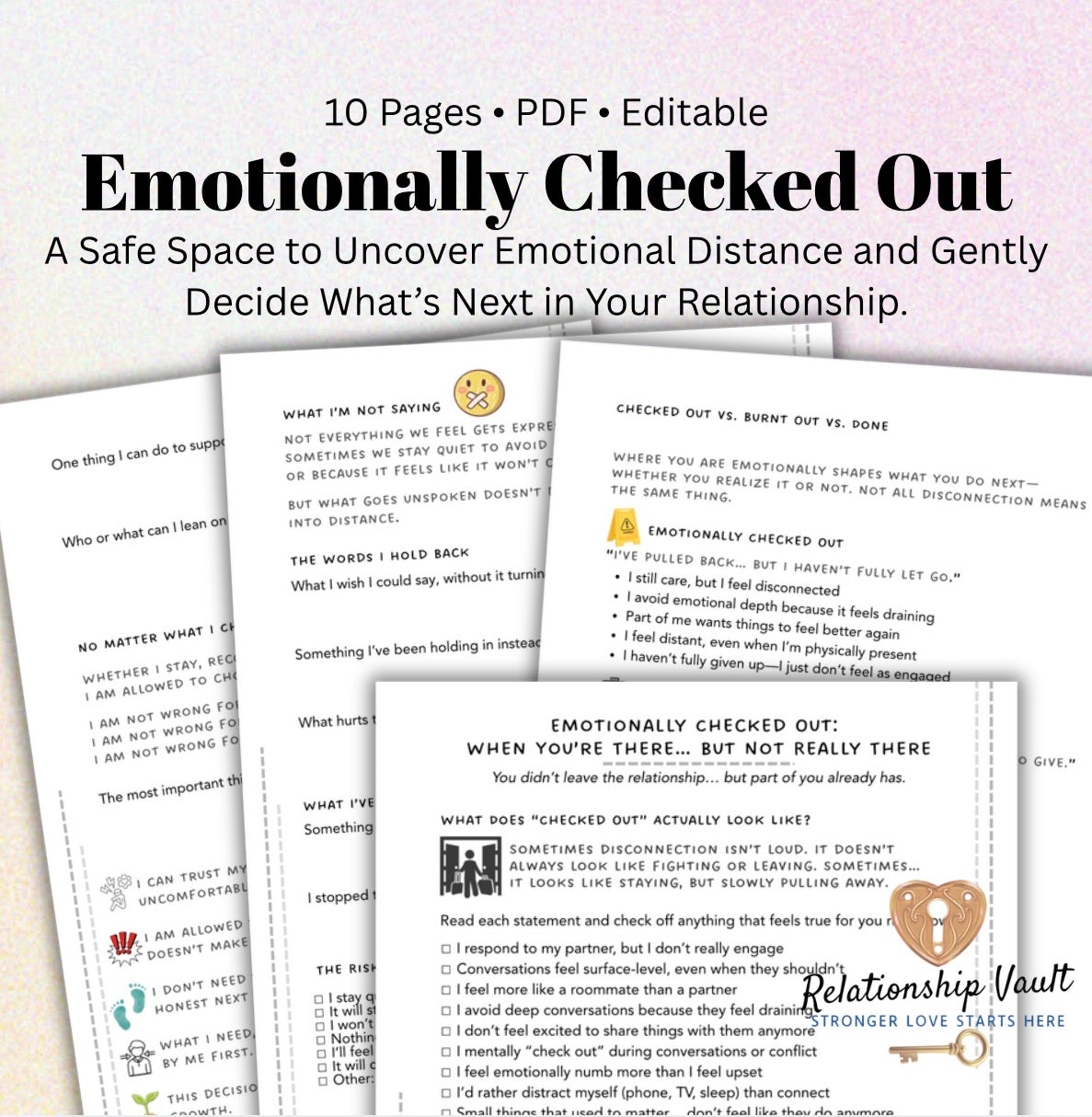 Emotionally Checked Out in Relationship Printable Self-Reflection & Emotional Clarity Worksheet