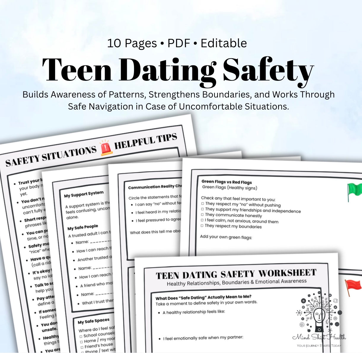Teen Dating Safety Workbook Healthy vs Unhealthy Relationships, Boundaries & Communication Skills