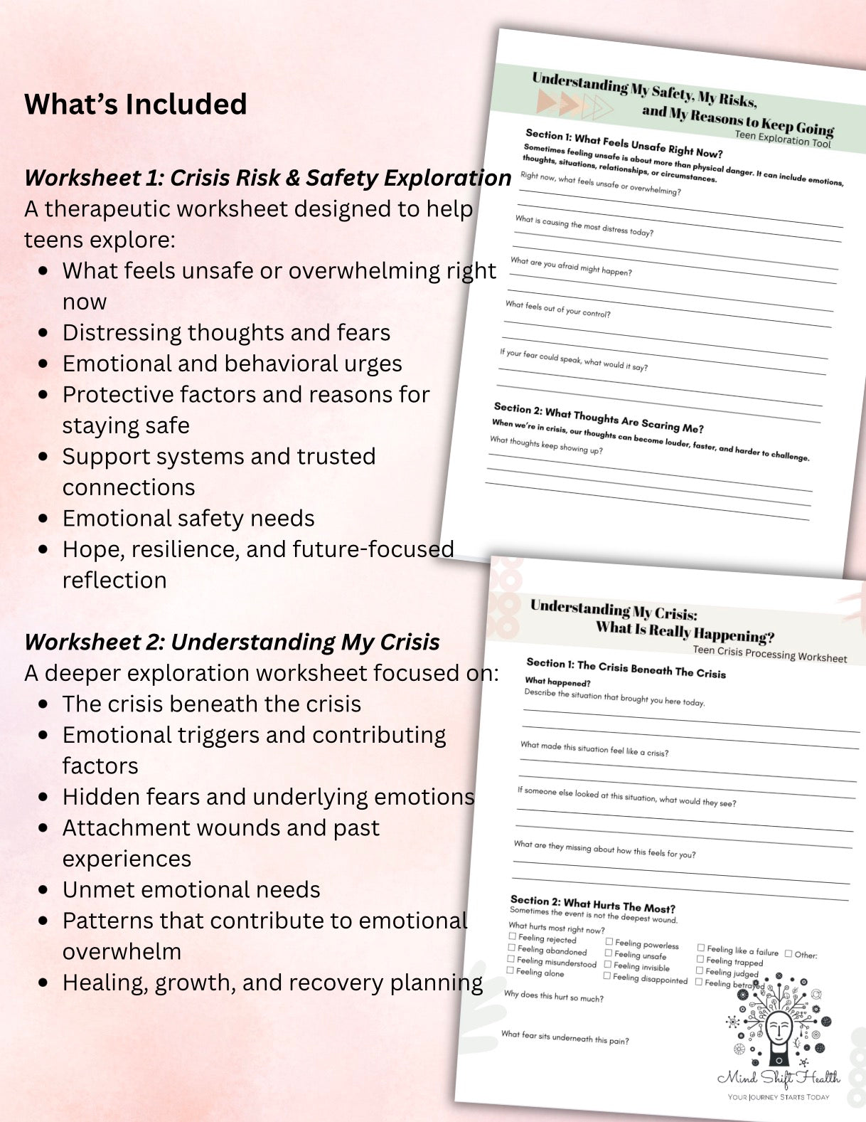 Teen Crisis Support Workbook: Safety Planning & Emotional Recovery Worksheets