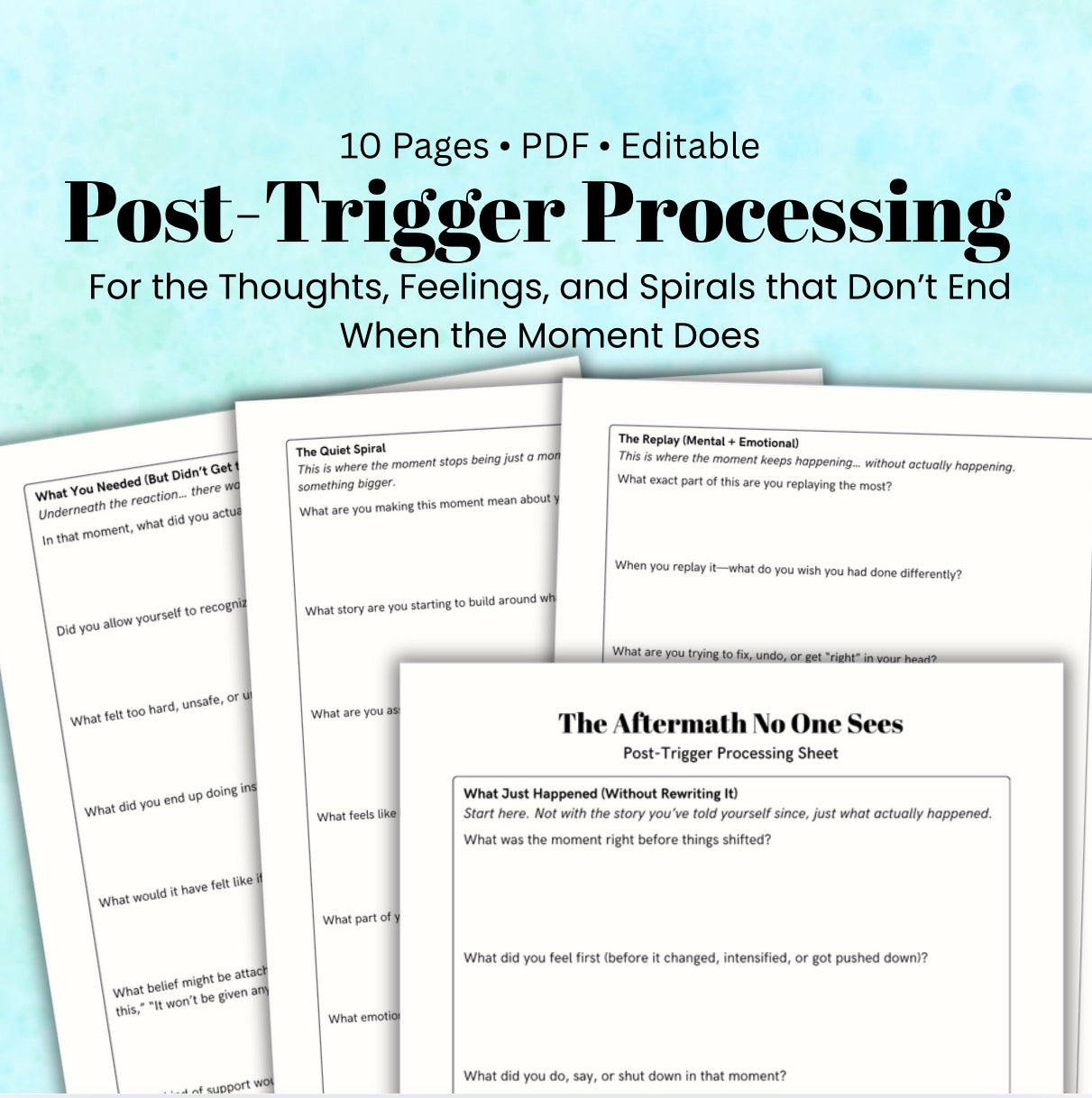 Post Trigger Processing Worksheet Overthinking & Rumination Help, Anxiety Therapy Printable, Self Reflection PDF