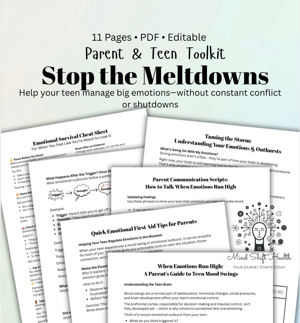 Teen Emotional Regulation Worksheets & Parent-Teen Communication Toolkit Stop Meltdowns, Manage Mood Swings, Printable PDF