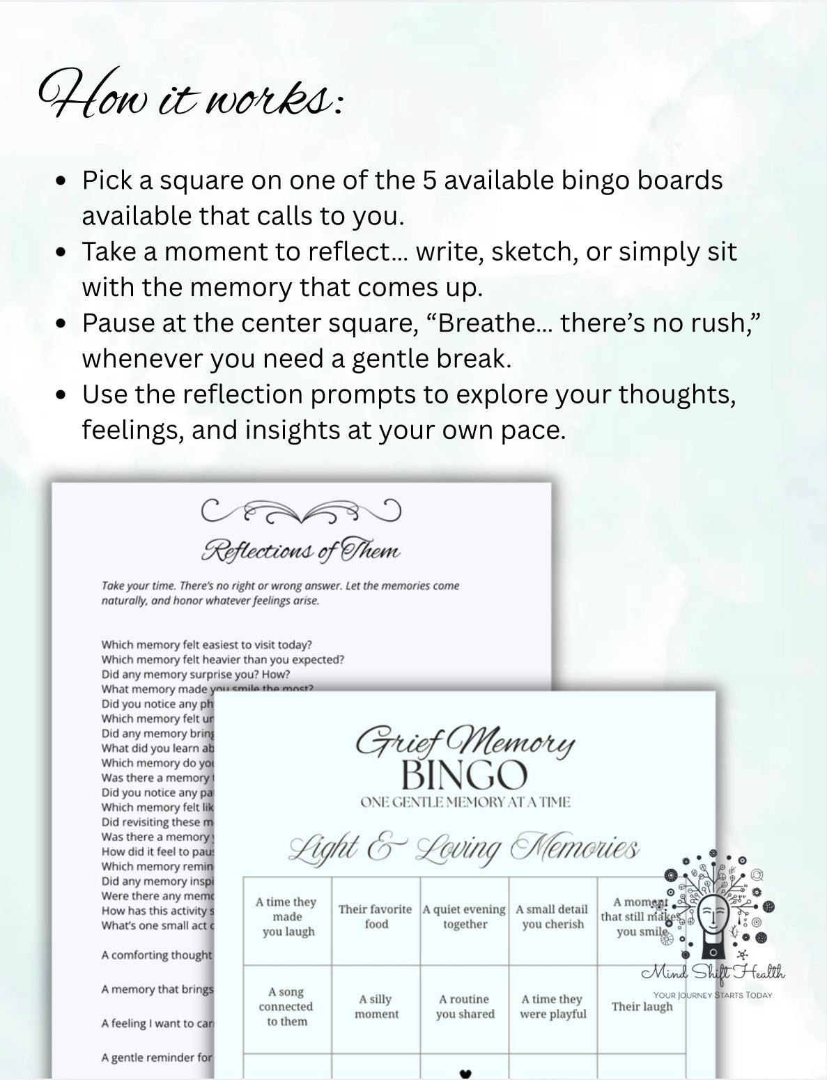 Grief Memory Bingo Printable Bereavement Activity, Loss Reflection Worksheet, Memory Journal, Therapeutic Grief Tool