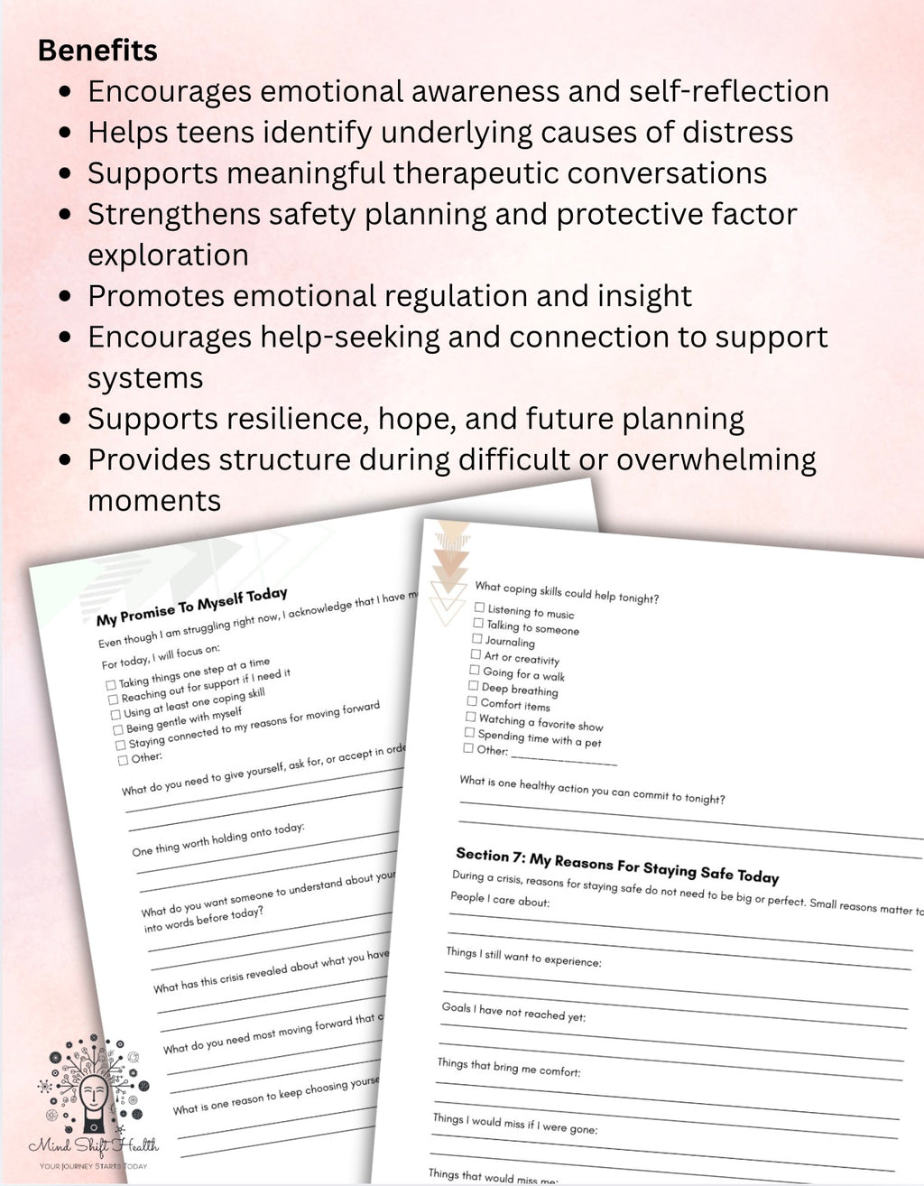Teen Crisis Support Workbook: Safety Planning & Emotional Recovery Worksheets