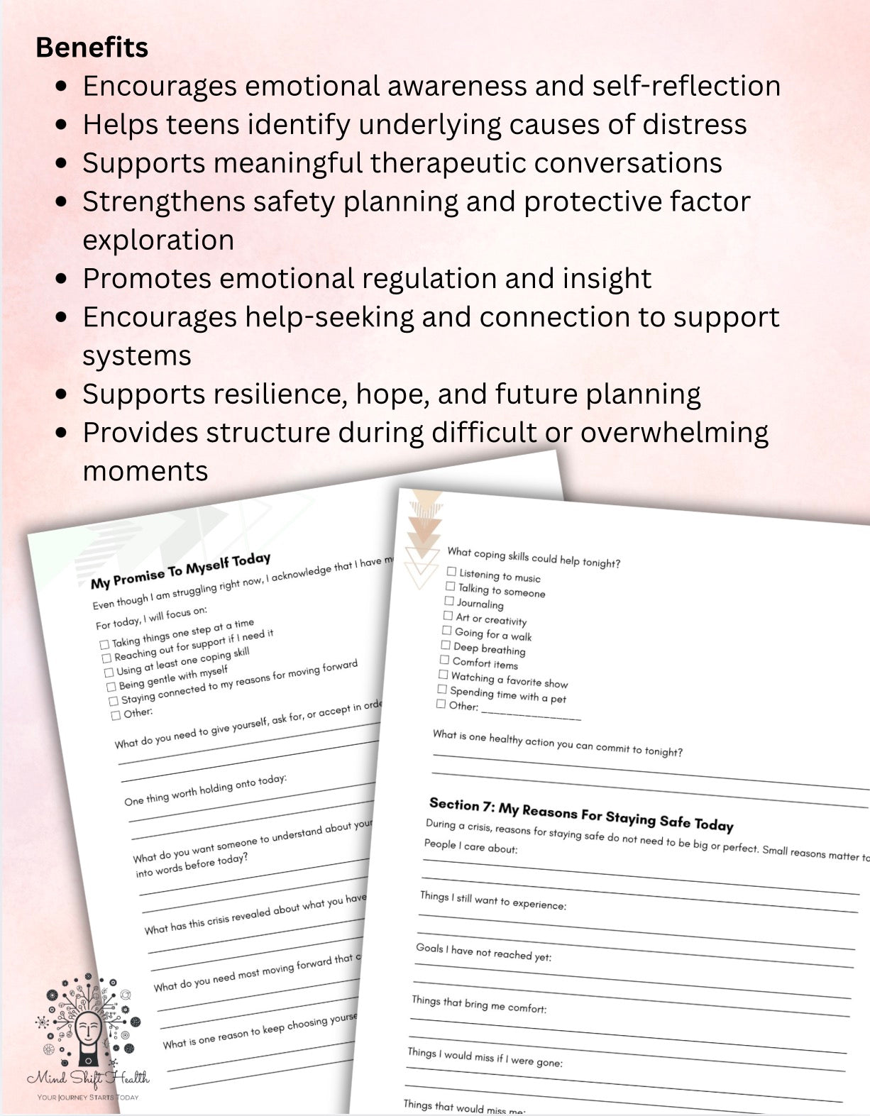 Teen Crisis Support Workbook: Safety Planning & Emotional Recovery Worksheets