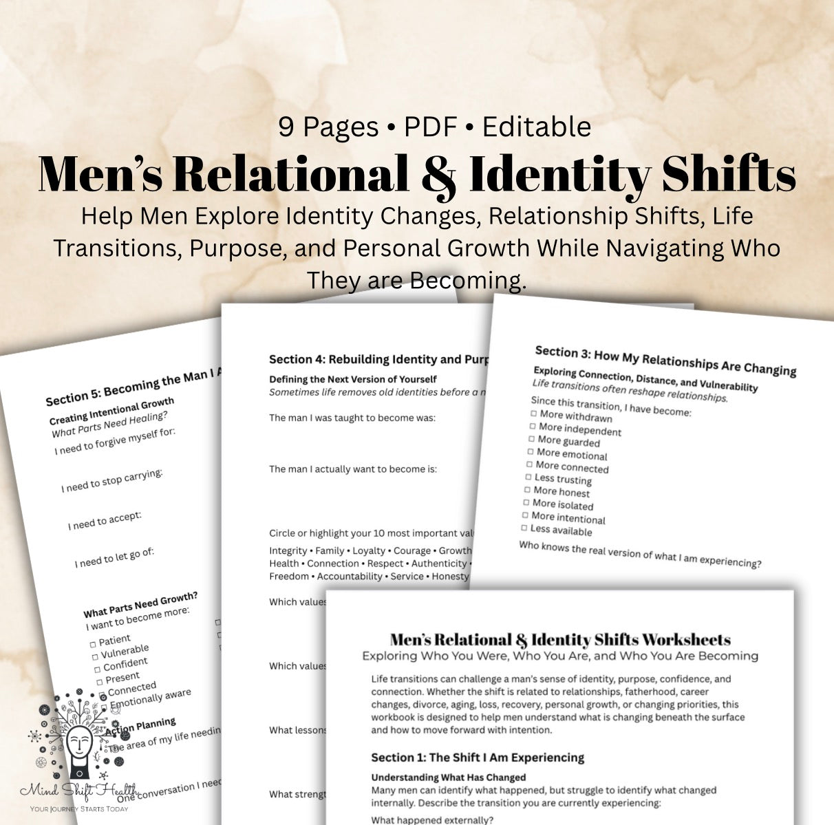Men’s Relational & Identity Shifts Workbook Life Transitions, Relationships, Purpose & Personal Growth