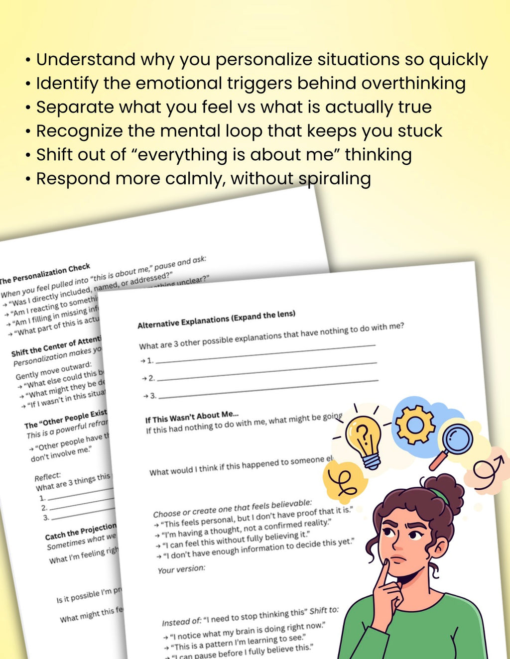 It’s Not About Me Worksheet Overthinking & Personalization CBT Printable