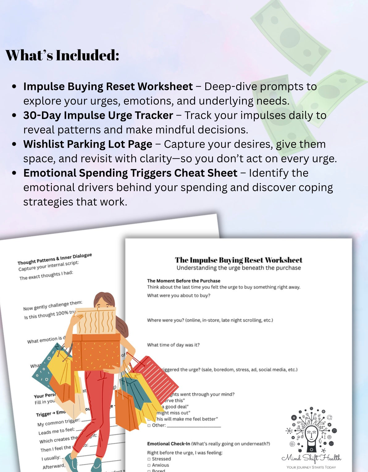 Impulse Buying Reset Kit – 30-Day Tracker, Emotional Spending Worksheets & Parking Lot Wishlist Resist Tool
