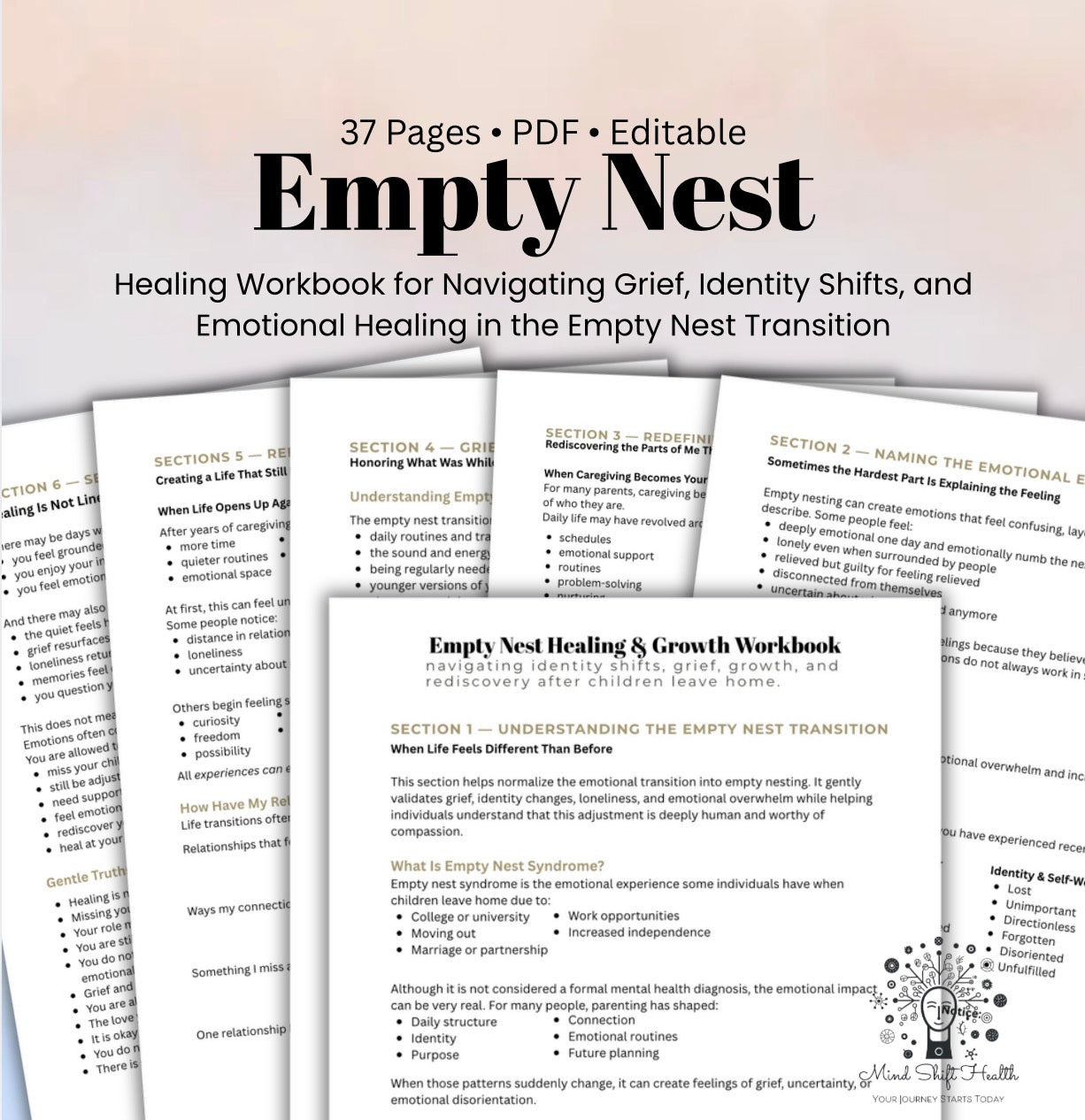 Empty Nest Healing Workbook Grief, Identity Shift & Life Transition Journal for Parents After Children Leave Home (Printable PDF)