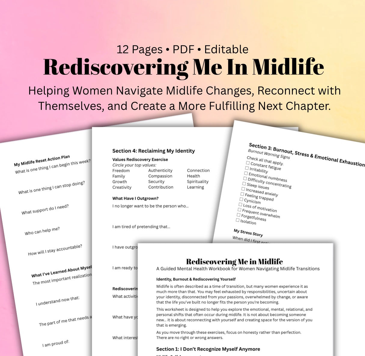 Women’s Midlife Reset Workbook Reclaim Your Identity, Purpose & Emotional Wellness Rediscover Yourself
