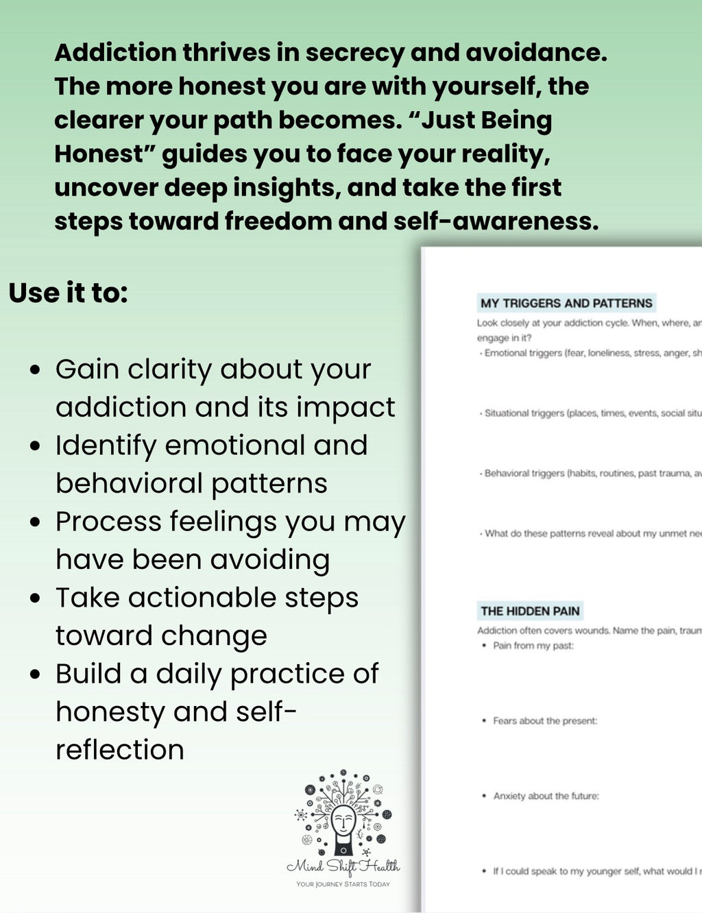 Just Being Honest Worksheet for Addiction Recovery Self-Reflection & Journaling Tool for Healing, Sobriety, and Emotional Awareness