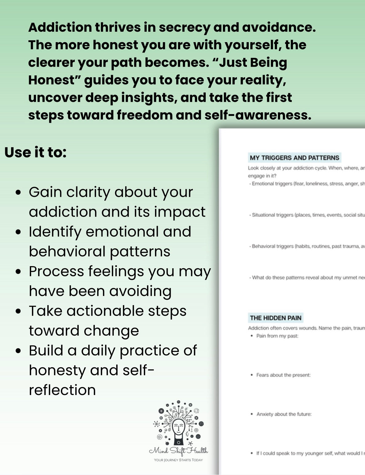 Just Being Honest Worksheet for Addiction Recovery Self-Reflection & Journaling Tool for Healing, Sobriety, and Emotional Awareness