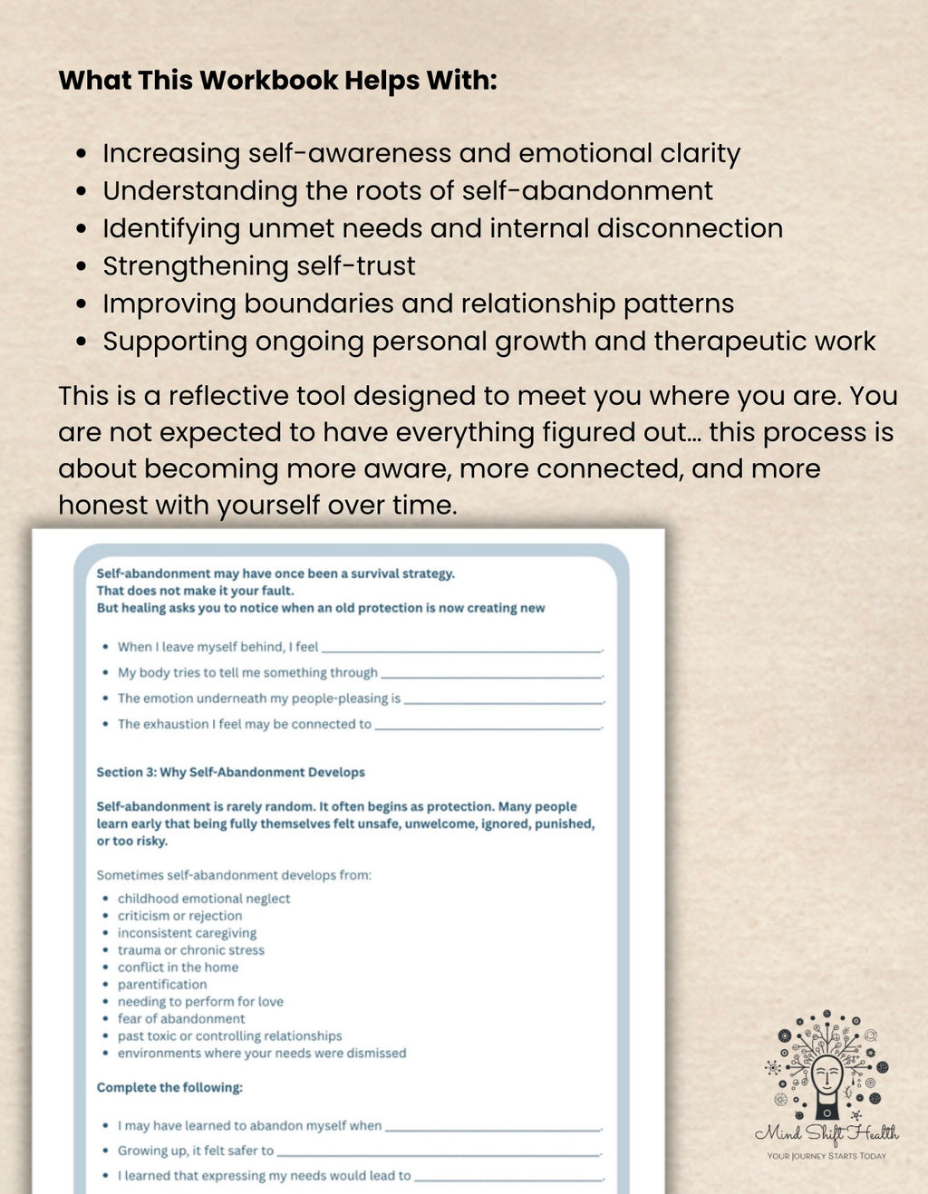 Self Abandonment Workbook PDF for Healing People Pleasing, Boundaries & Inner Child Work