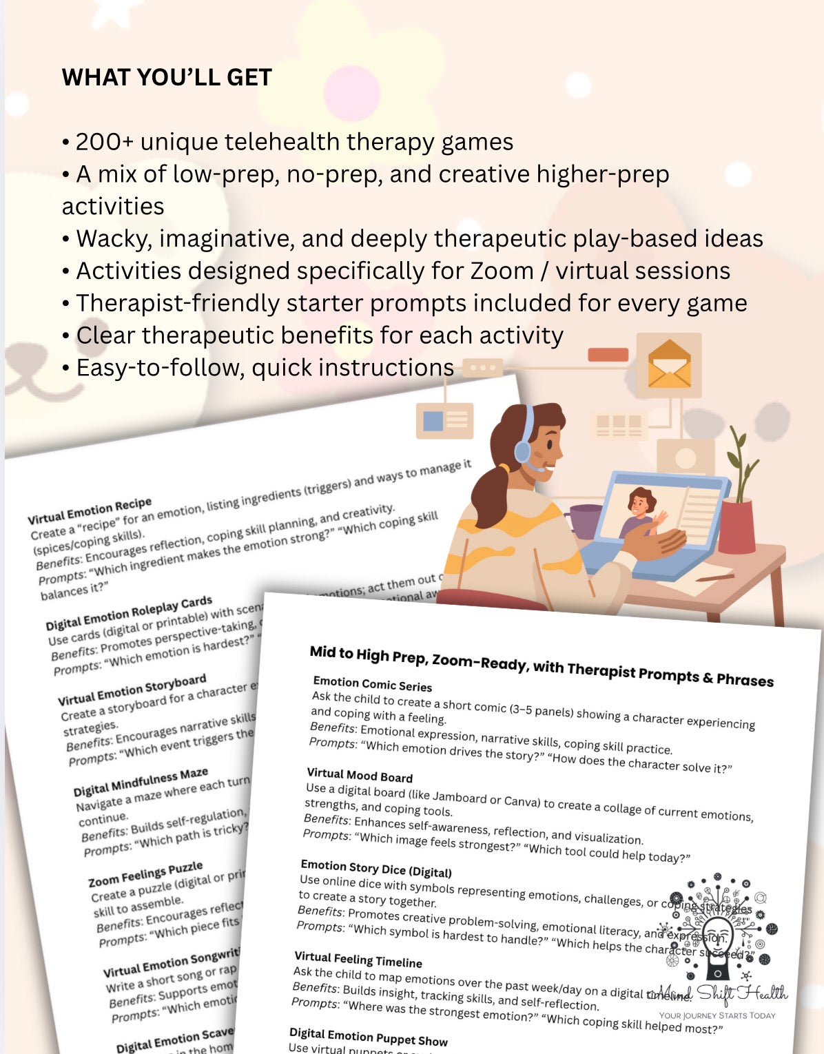 Telehealth Therapy Games for Kids & Teens (Ages 9–14) 200+ Creative, Engaging, and Therapeutic Activities for Zoom Counseling Sessions
