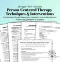 50 Person-Centered Therapy Techniques & Interventions Therapist Response & Validation Bundle
