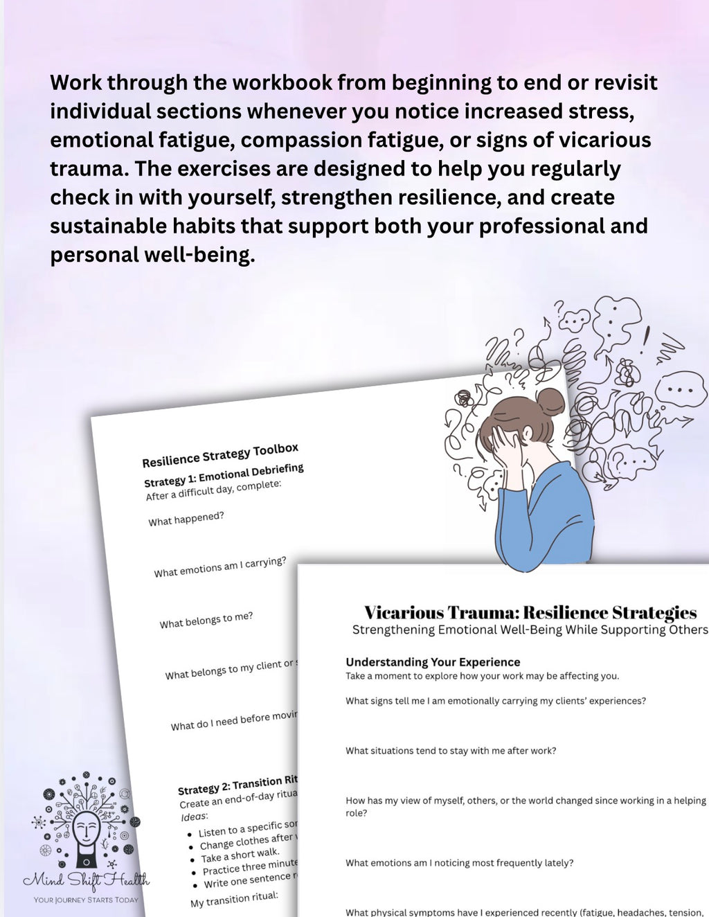 Vicarious Trauma Resilience Workbook for Therapists Counselors & Helping Professionals