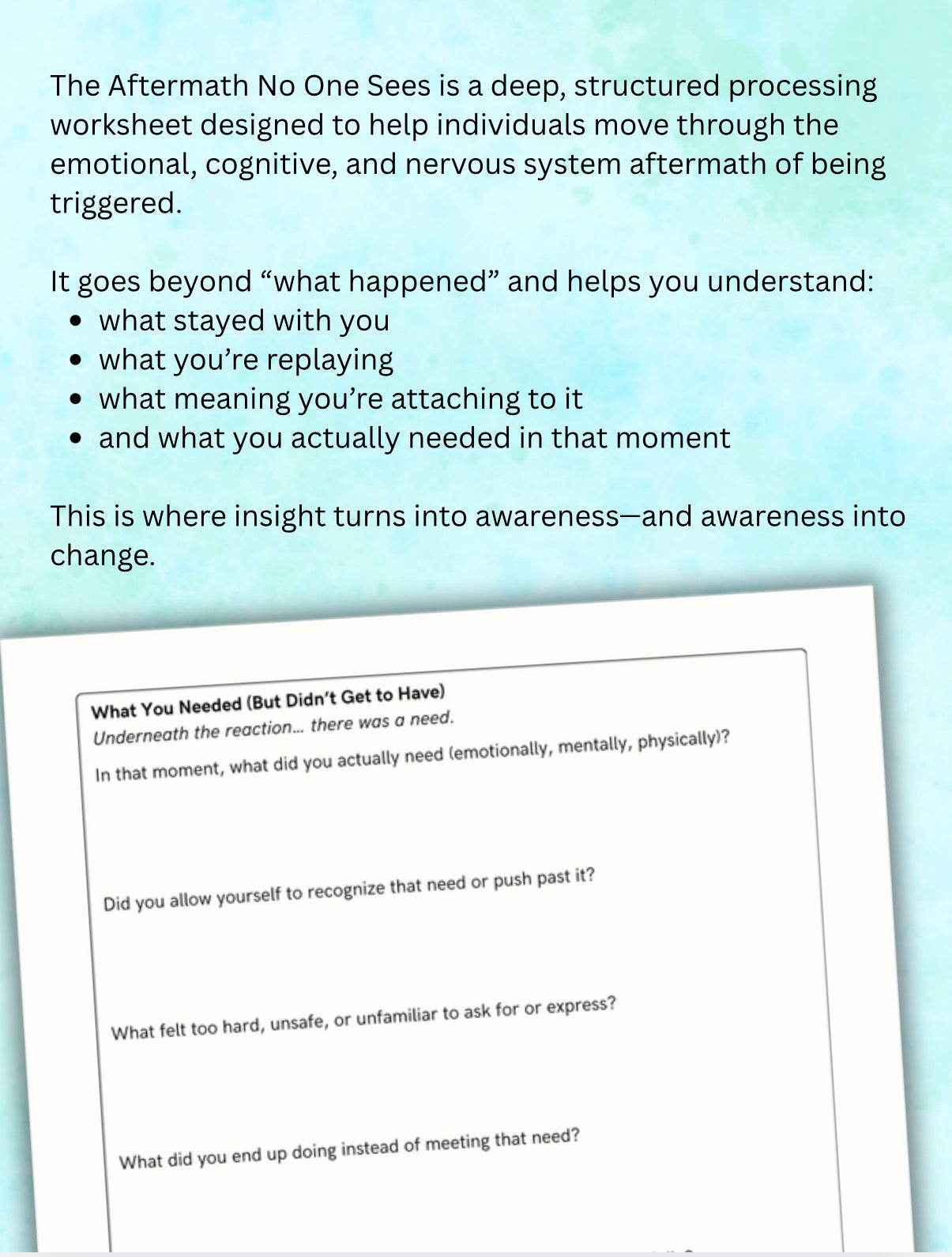 Post Trigger Processing Worksheet Overthinking & Rumination Help, Anxiety Therapy Printable, Self Reflection PDF