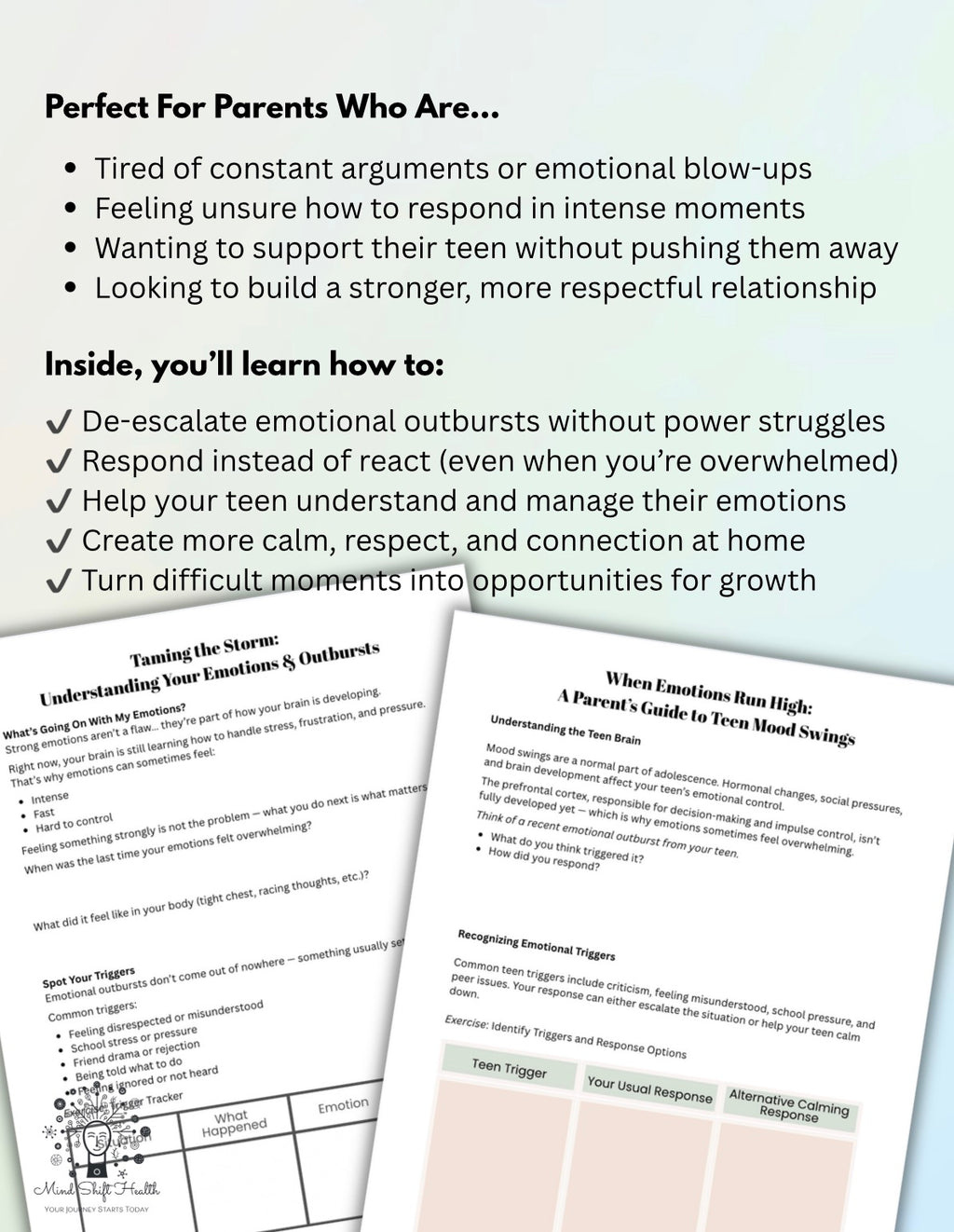 Teen Emotional Regulation Worksheets & Parent-Teen Communication Toolkit Stop Meltdowns, Manage Mood Swings, Printable PDF