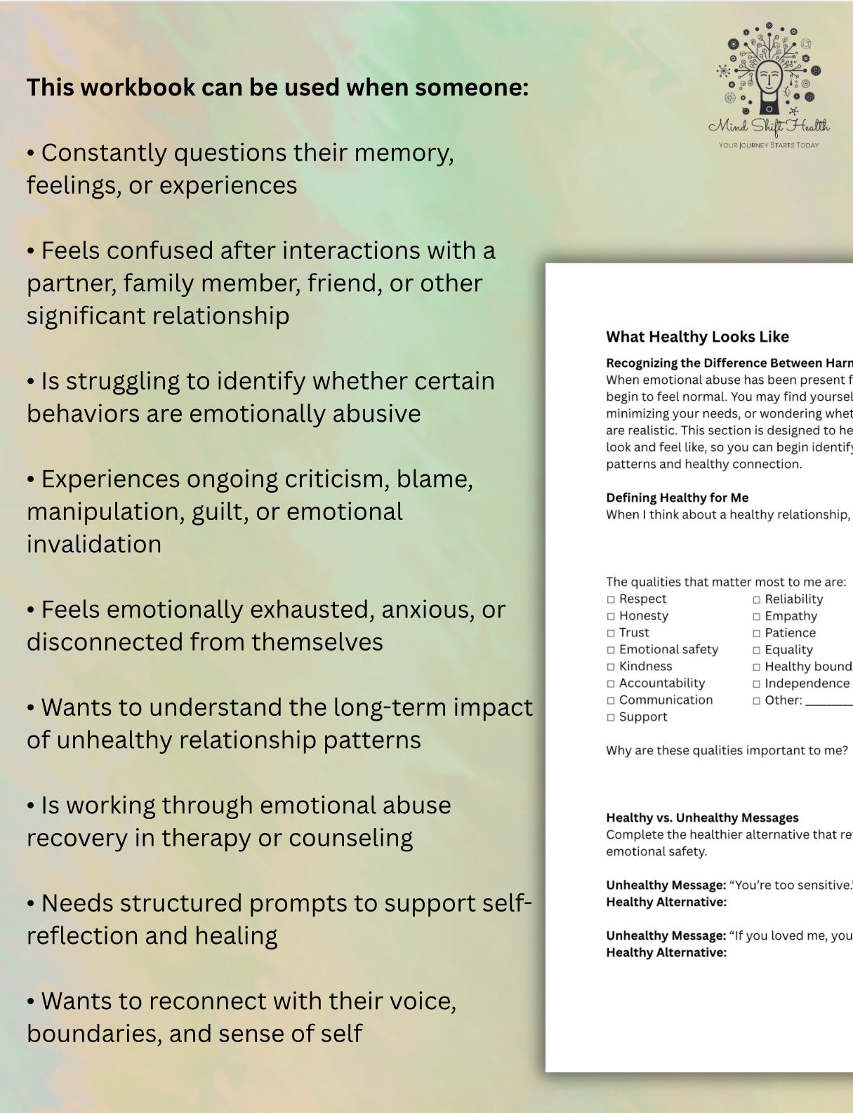 Emotional Abuse Workbook: Gaslighting & Toxic Relationship Recovery Worksheets