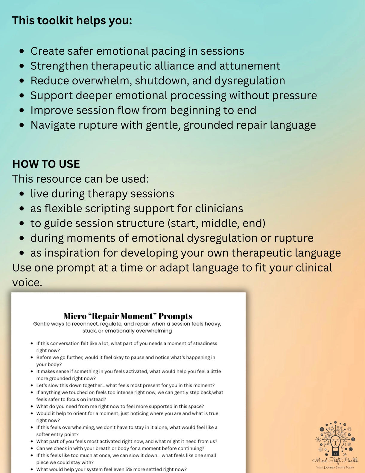 Trauma-Informed Therapy Session Toolkit Openers, Closers & Micro Repair Prompts for Clinicians