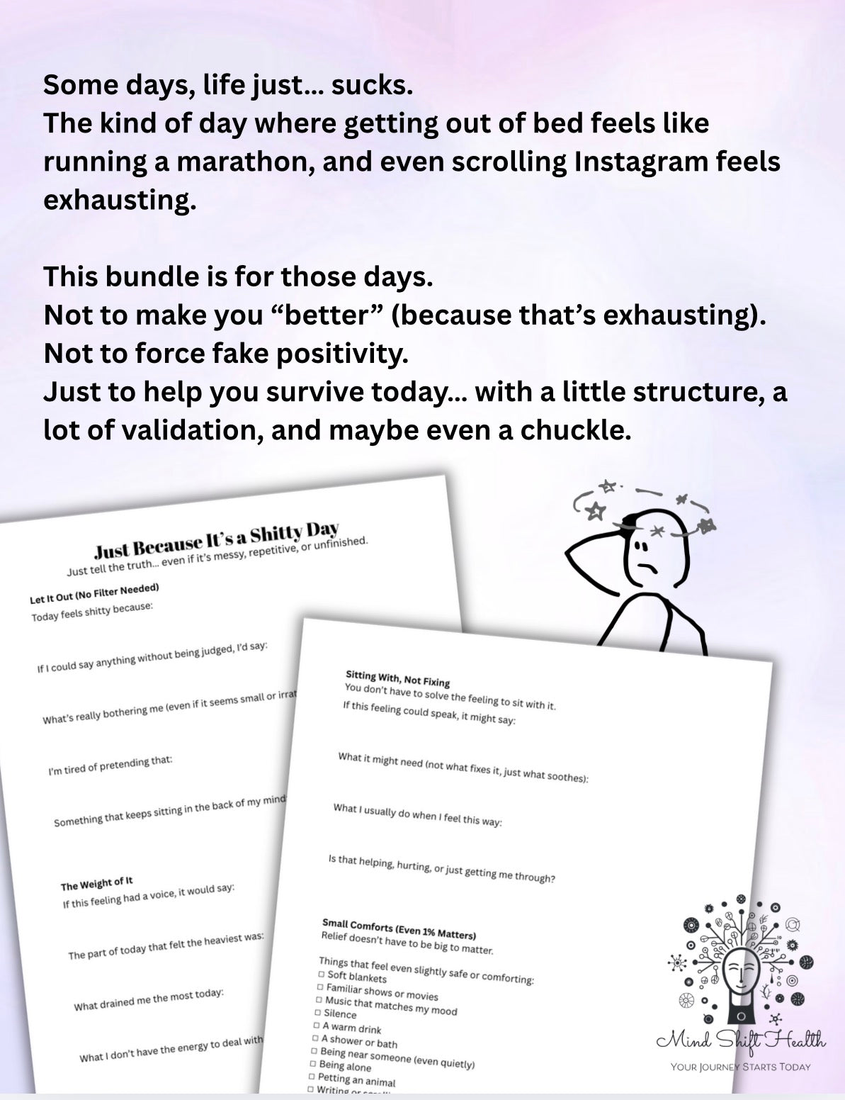 Bad Day Protocol Bundle, Self-Care Worksheets, Low Mood Support (PDF)