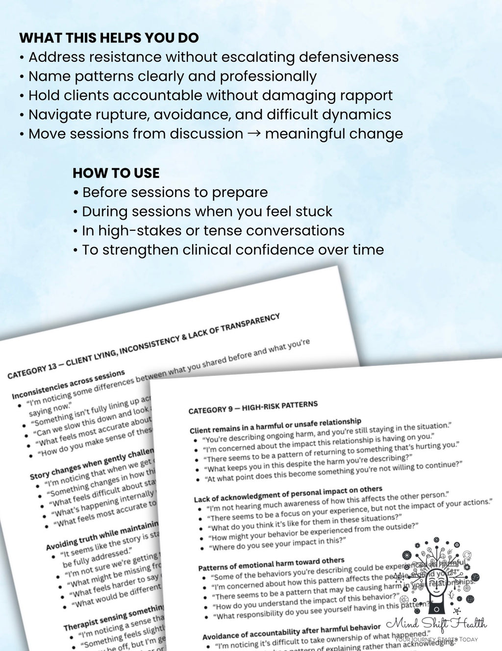 Delivering Difficult Feedback in Therapy
1000+ Clinical Phrases Across 25 Categories