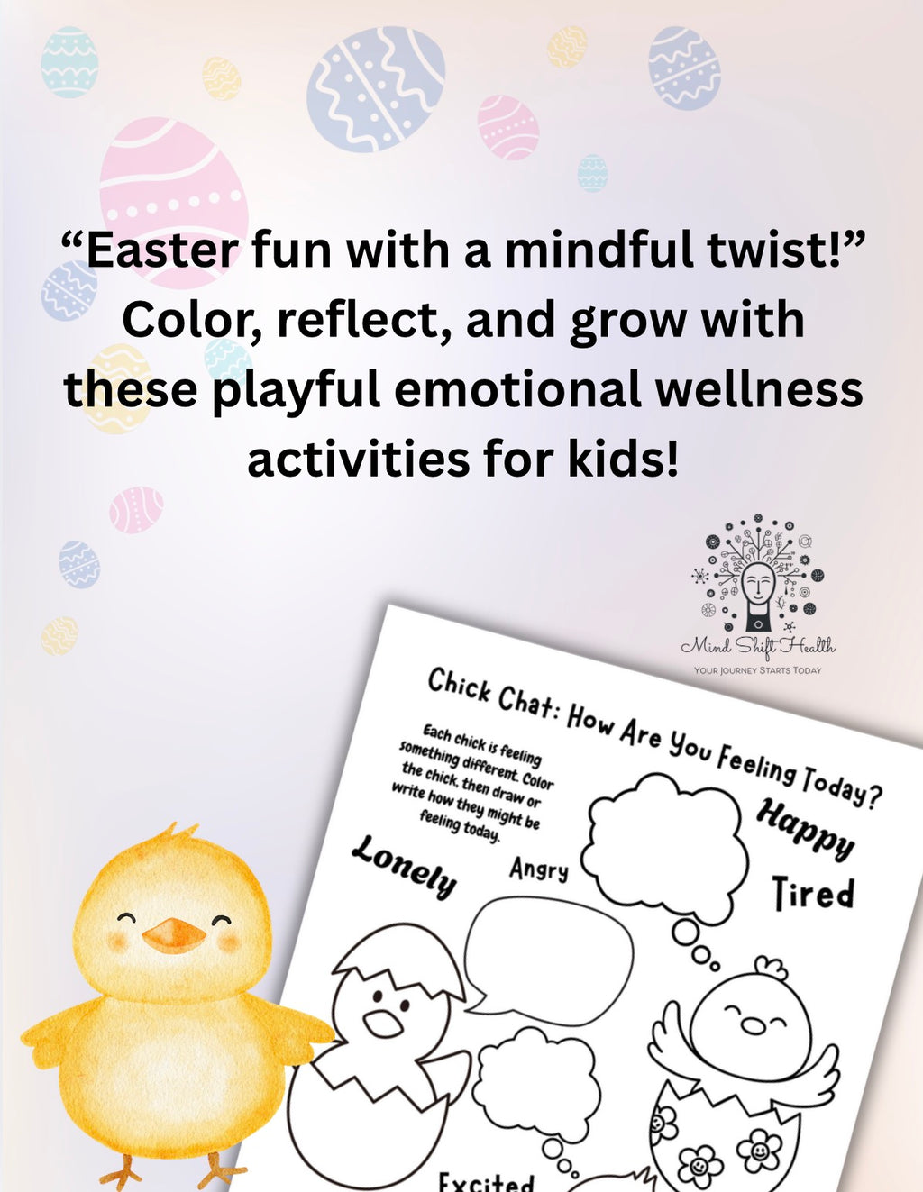 Easter Mental Health Coloring Pages: Kids Emotional Wellness (Printable)