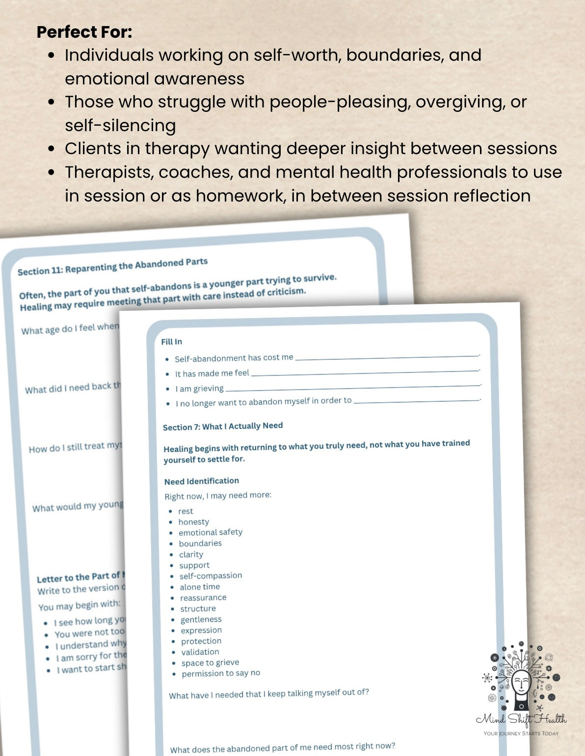 Self Abandonment Workbook PDF for Healing People Pleasing, Boundaries & Inner Child Work