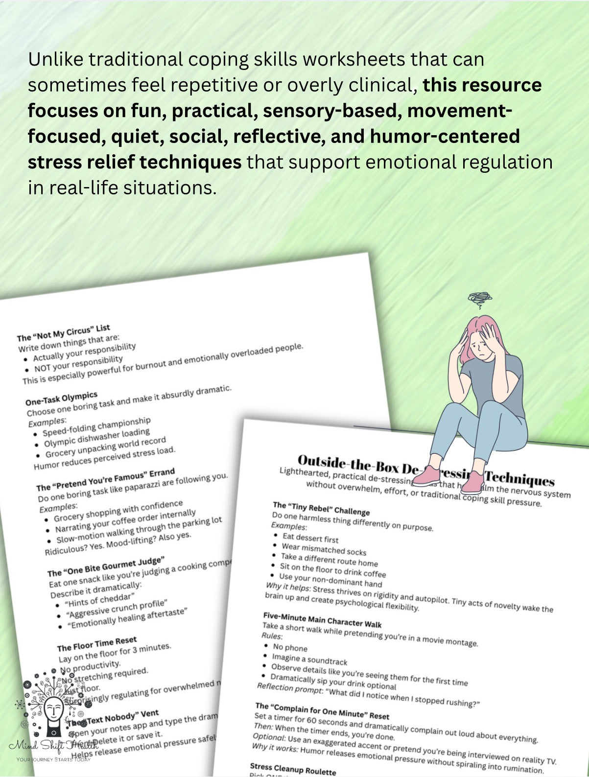 200+ Creative De-Stressing Techniques Workbook for Emotional Regulation, Anxiety & Burnout Support